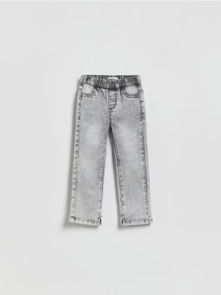 Reserved Джинси прямого крою з розрізами внизу світло-сірий сірі