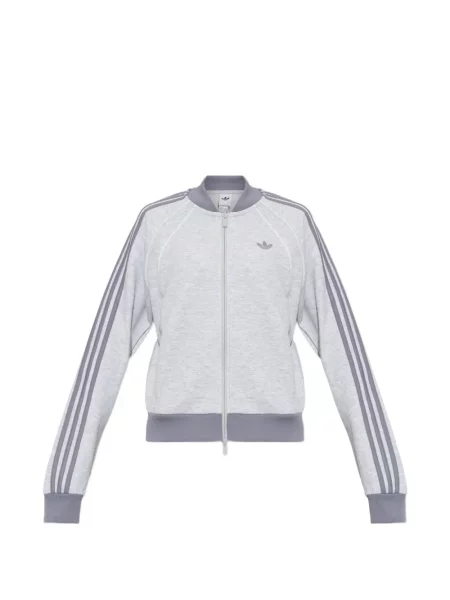 Pulover Adidas cu dungi cu autograf gri