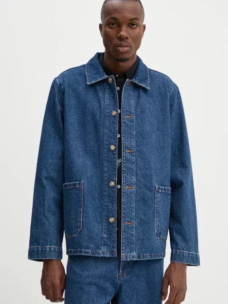 Дънкова риза A.P.C. veste kerlouan logo мъжка със стандартна кройка с класическа яка тъмносиньо