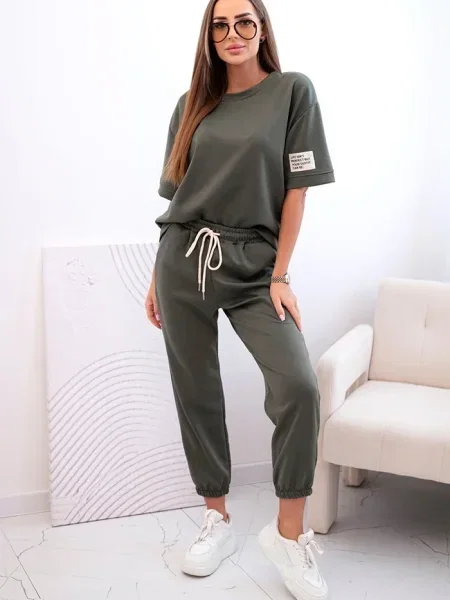 Pantaloni Kesi Włoski cu mâneci scurte scurte kaki