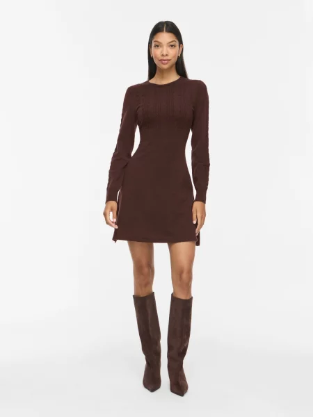 VILA Rochie tricotat VIKERRY amestecat maro