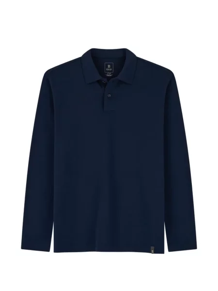 Tricou polo Boggi Milano din jerseu albastru