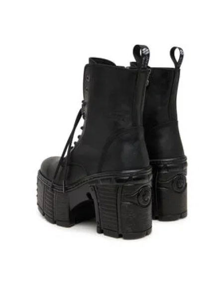 Kožené kotníkové boty New Rock CRUST NEGRO TOWER MAX na černá