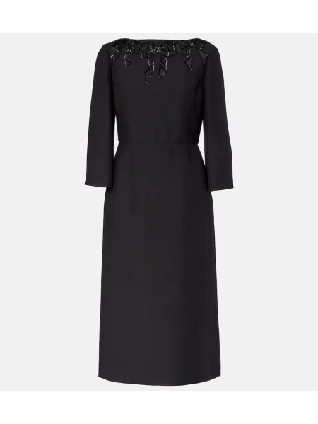 Rochie midi Valentino de lână până la genunchi de costum negru