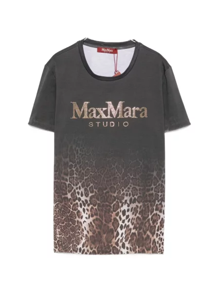 Tricou Max Mara cu imagine cu model leopard gri