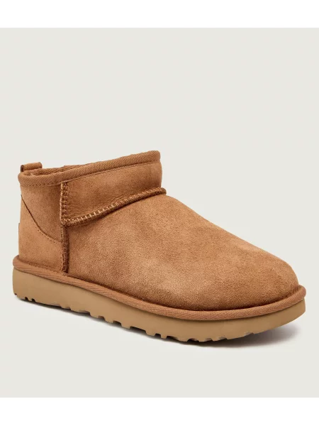 UGG cizme de zăpadă din piele întoarsă Classic Ultra Mini maro