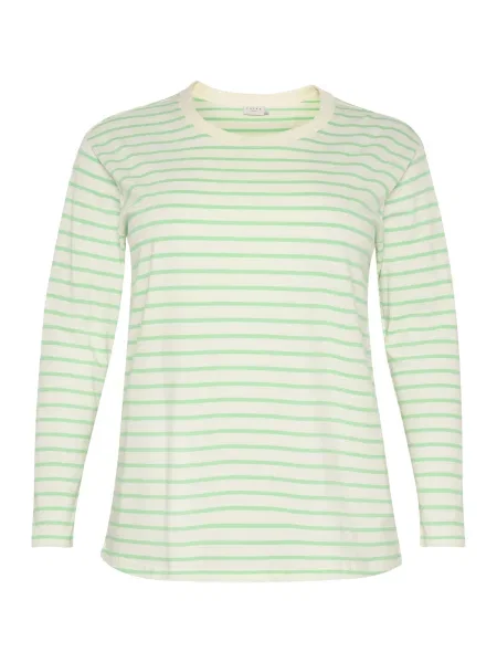 KAFFE CURVE Majica Winni svetlo zelena bela