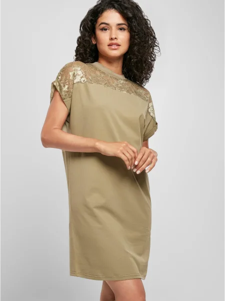 Tricou Urban Classics din dantelă de costum kaki