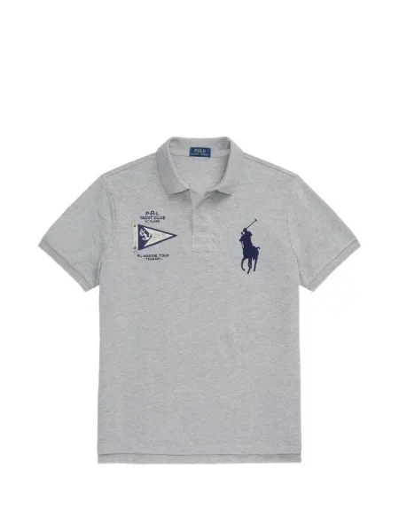 Matlasat tricou polo Polo Ralph Lauren cu decolteu rotund cu autograf roșu