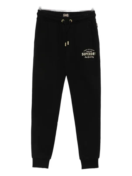 Pantaloni Superdry alergare cu autograf negru