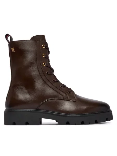 Tommy Hilfiger Ghete TH Stud Leather Lace-Up Boot maro