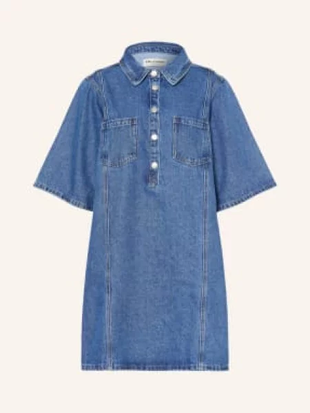 Lollys Laundry Sukienka Jeansowa Molall Z Rękawami blau niebieska