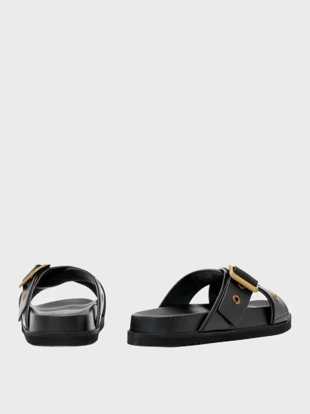 Кожаные шлепанцы Allsaints черные
