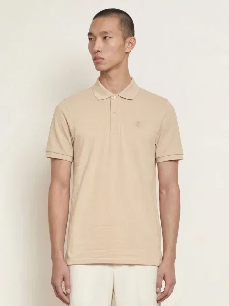 Sandro Koszulka Polo Piqué O Klasycznym Kroju beige beżowa