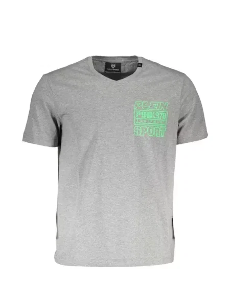 Tricou sport Plein Sport cu imagine cu decolteu în V gri