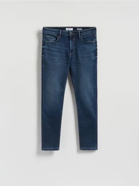 Reserved Blugi slim cu efect prespălat bleumarin