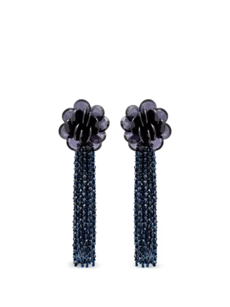 Cercei Oscar De La Renta cu model floral albastru