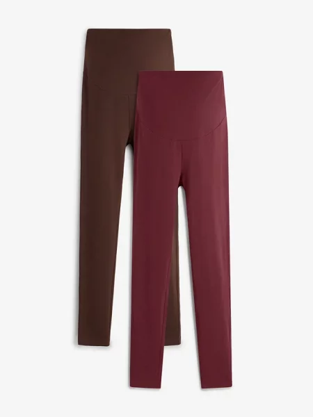 Legginsy ciążowe z bawełny organicznej 2 pary brązowe