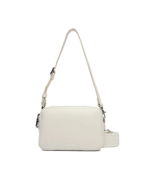 Calvin Klein Geantă Webbing Double Strap Camera Bag alb