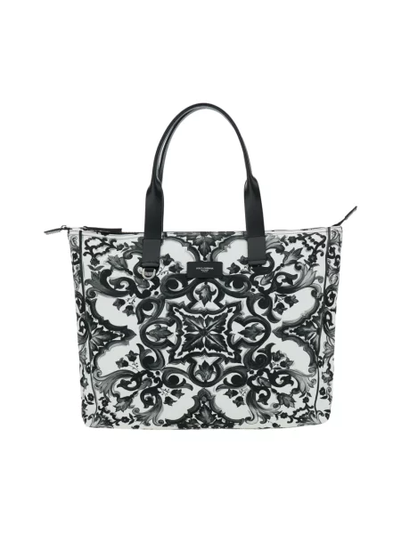 Torba Dolce And Gabbana z nadrukiem skórzana czarna