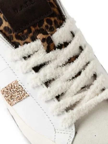 Top D.a.t.e. din piele cu imagine cu model leopard alb