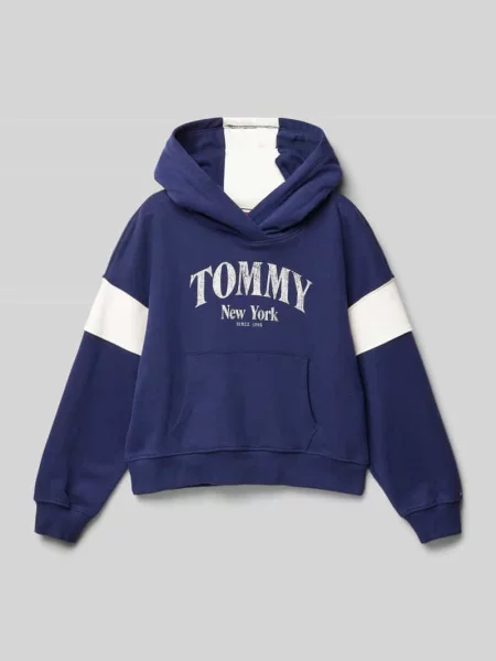 Bluza z kapturem Tommy Hilfiger Teens granatowa