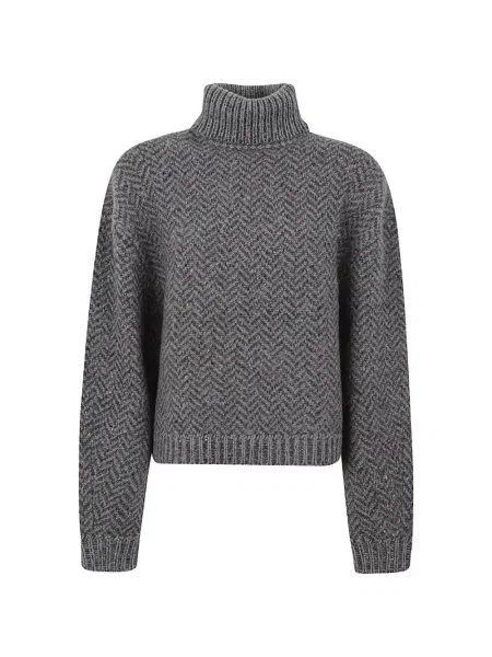 Pulover Gabriela Hearst cu model herringbone gri