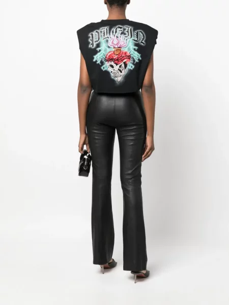 Marškinėliai Philipp Plein apkarpytas juoda