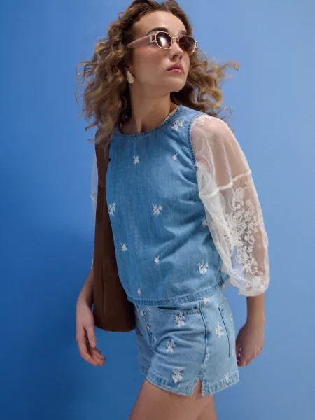 Джинсові шорти mom синій