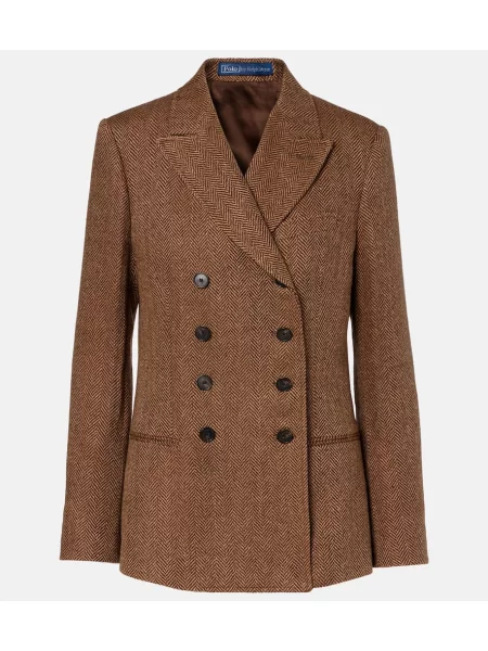 Sacou Polo Ralph Lauren de lână cu model herringbone bej