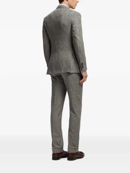 Costum Ralph Lauren Purple Label de lână în carouri cu două rânduri de nasturi gri