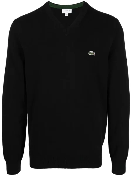 Pulover Lacoste cu broderie negru