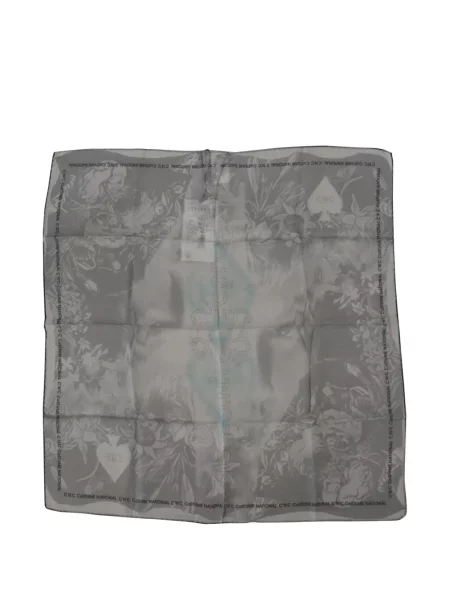 Fular Costume National de mătase cu model floral cu imagine gri