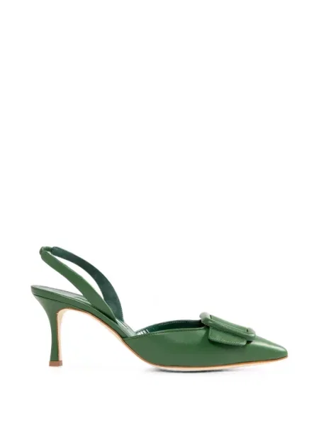 Pantofi cu toc Manolo Blahnik cu cataramă slingback verde