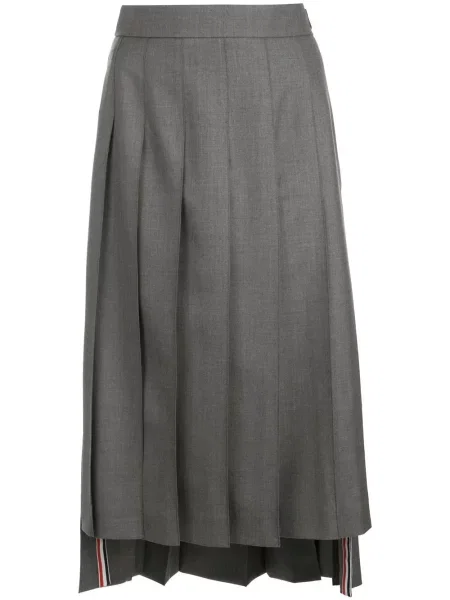 Fustă Thom Browne până la jumătatea gambei din țesătură twill gri