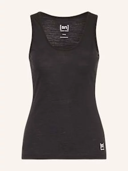 Top Super.natural z wełny merino czarny