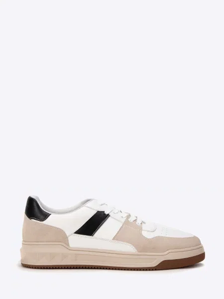 Sneakersy z ekoskóry biało beżowe