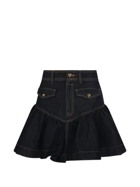 Fustă din denim Zimmermann cu volane albastru