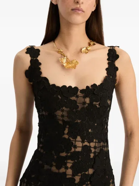 Rochie Oscar De La Renta cu model floral negru