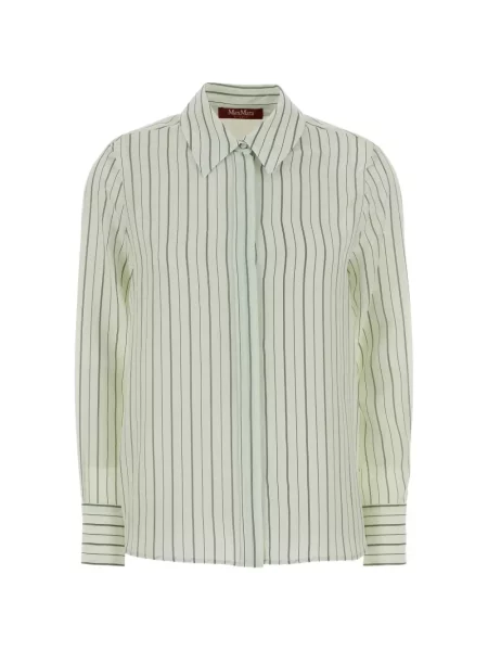Jedwabna koszula Max Mara w paski zielona