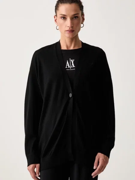 Armani Exchange cardigan pentru femei din lână negru