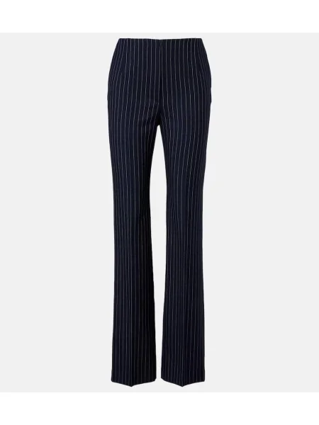 Pantaloni Mugler cu talie înaltă de lână cu dungi albastru