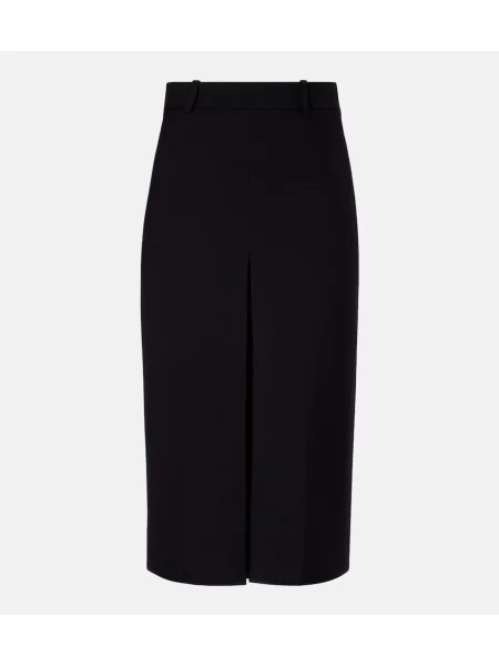 Pantaloni culottes Saint Laurent de lână negru