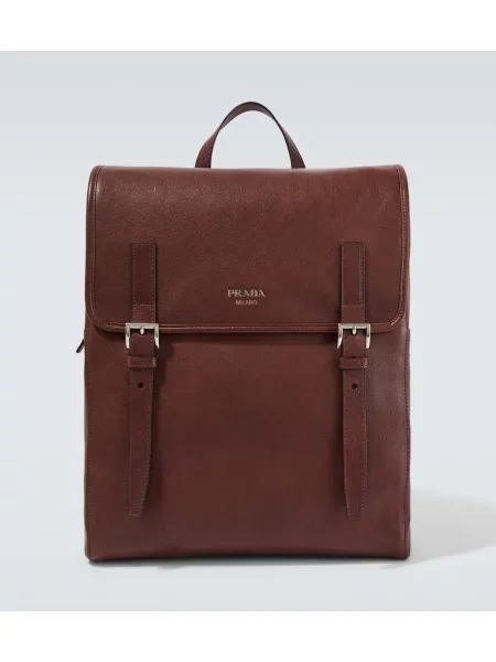 Usnjeni nahrbtnik Prada rjava