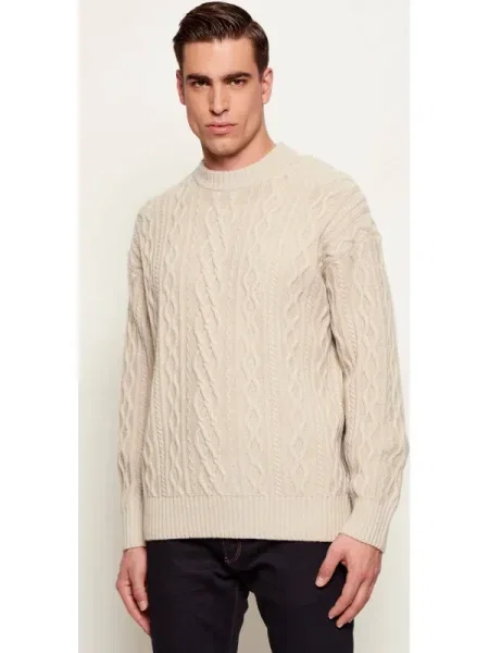 BOSS Pulover Kableto crem bej