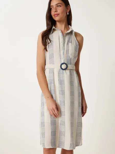 Happiness İstanbul Rochie albastru închis alb