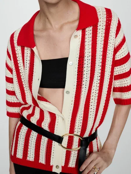 Кардиган MANGO червоний/білий білий