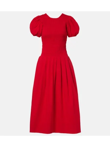 Rochie midi Ganni din poplin roșu