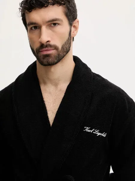 Karl Lagerfeld Halat de baie lung / alb negru