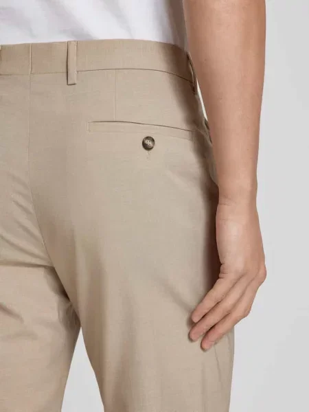 Spodnie garniturowe o kroju slim fit z dodatkiem S.oliver Black Label beżowe